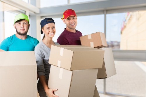 Professional office relocation team packing equipment