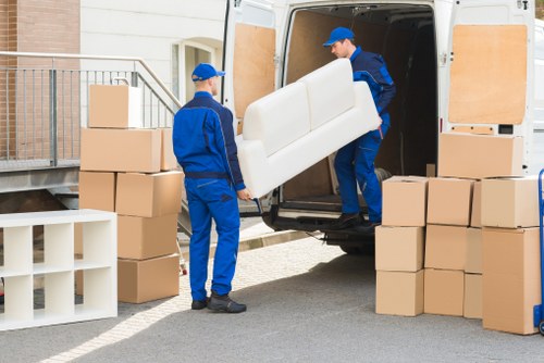 Professional movers preparing for a move