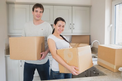 Organized unpacking in a new home